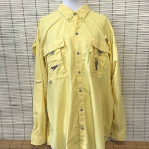 Columbia 2XL TALL Yellow PFG Vented Omni Shade Swimming Logo Outdoor Fish Speedo